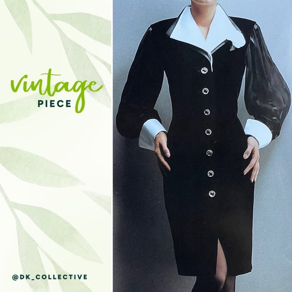 Vintage Escada Couture Sheer Sleeve Velvet Dress - Picture 1 of 13